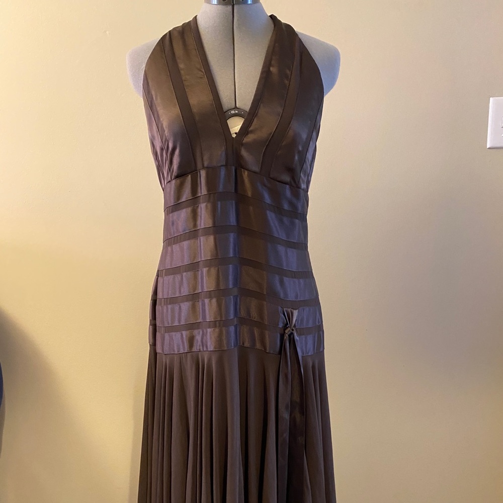 Halter style formal in deep chocolate brown